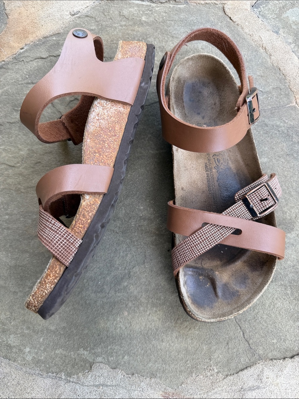 Brown Cork Footbed Buckle Sandals Size 8